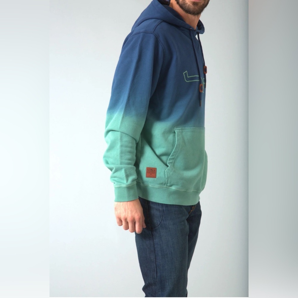 NWT Kimes Ranch Men’s Layton 22 Gradient Blue and Green Hoodie in Beachglass - Picture 3 of 11